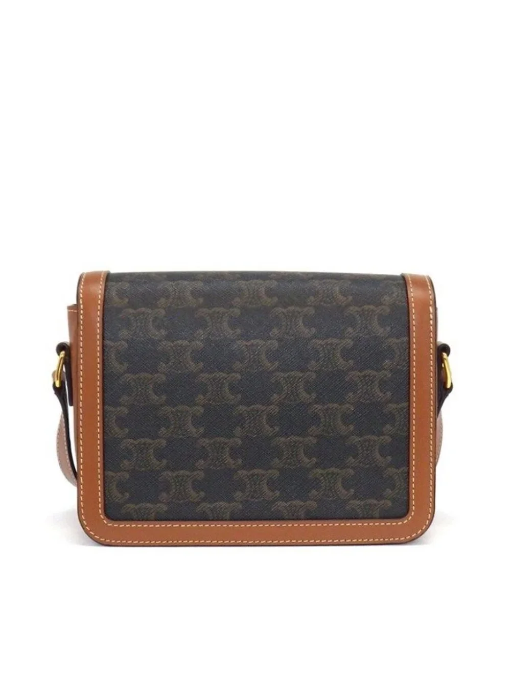 Celine Shoulder Bag Teen Triomphe Tan Canvas Calfskin